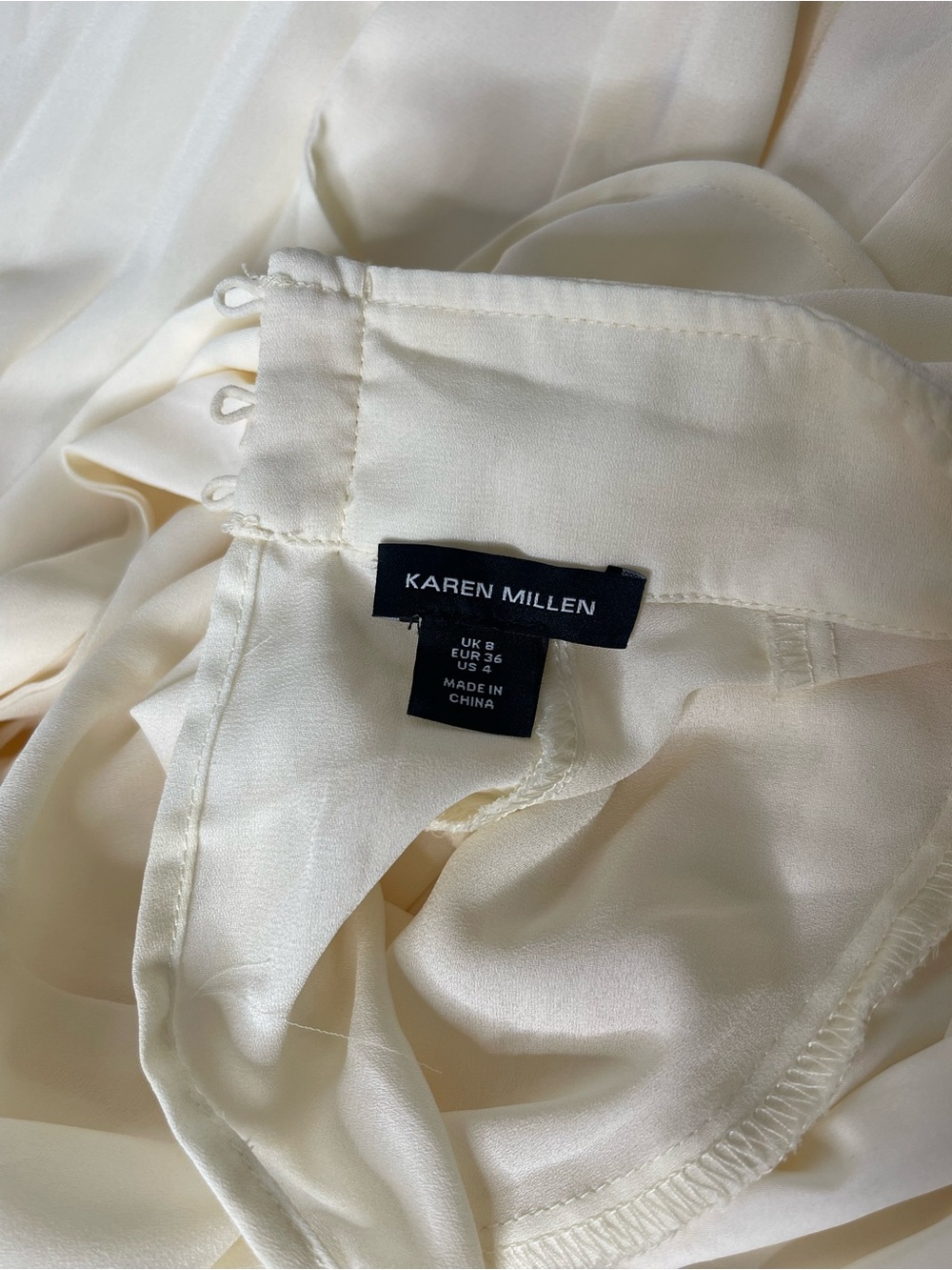 NWOT Karen Millen high neck tie pleated midi dress size 4 white - Picture 3 of 16